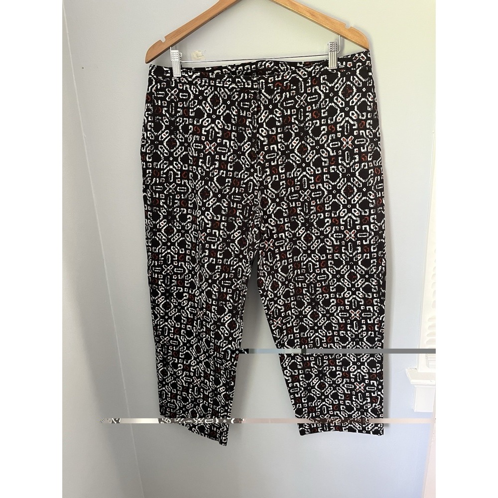 Ruby Rd, Women's Cropped Pants Size 16 Multicolor Geometric  Straight Leg